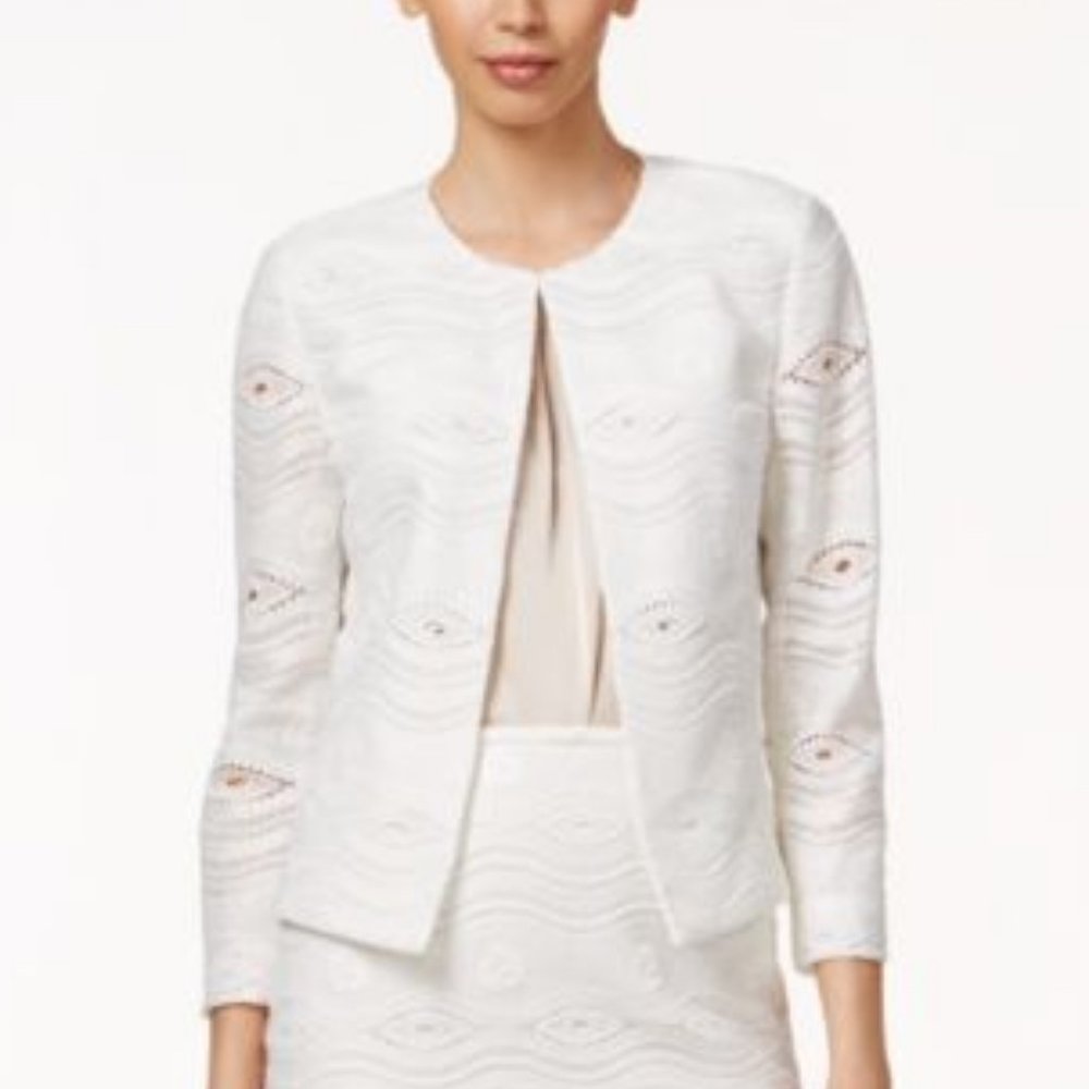 Open-Front Lace Blazer White - Sizes 8/16